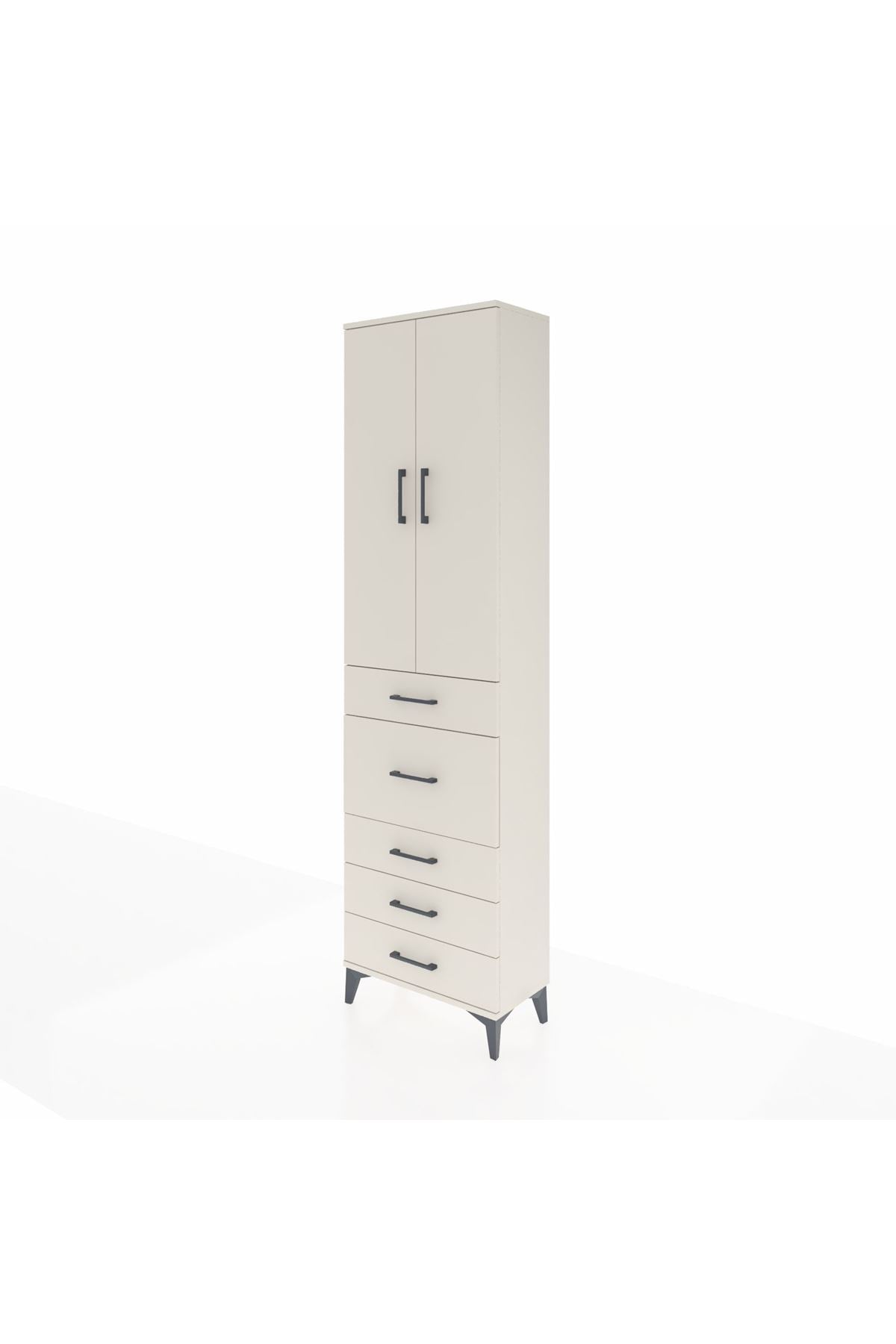 Arges Dolap 2 Raflı 5 Çekmeceli 2 Kapaklı 60x30x221 Aytaşı-Aytaşı