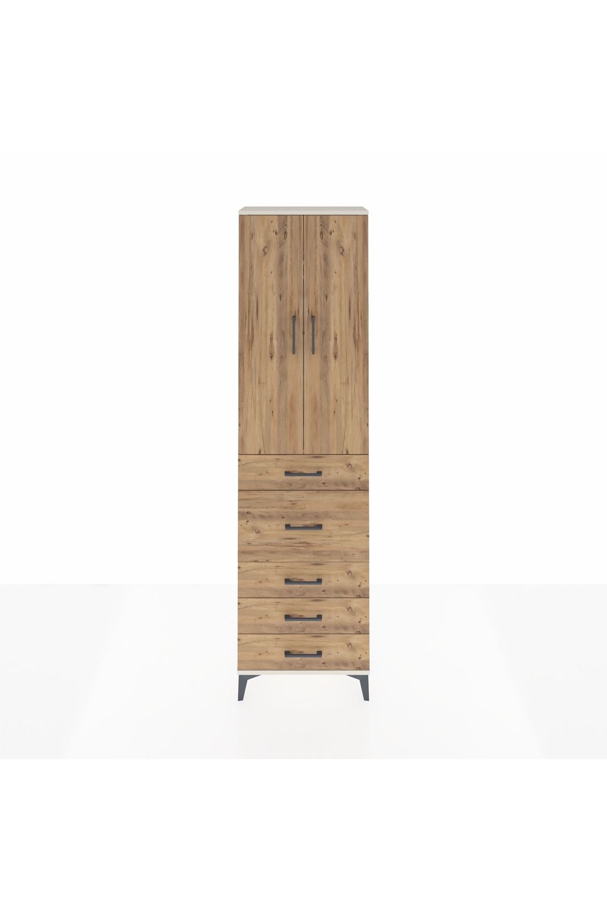 Arges Dolap 2 Raflı 5 Çekmeceli 2 Kapaklı 60x30x221 Aytaşı-Çam