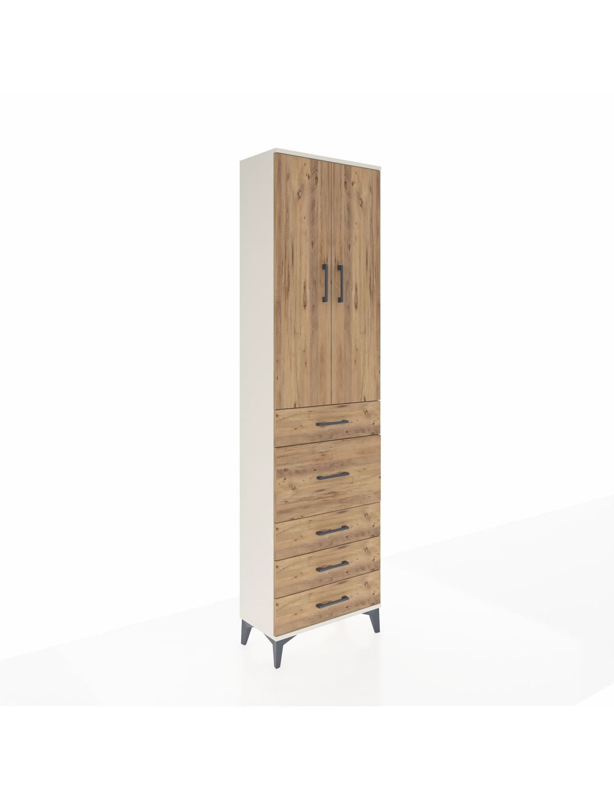 Arges Dolap 2 Raflı 5 Çekmeceli 2 Kapaklı 60x30x221 Aytaşı-Çam