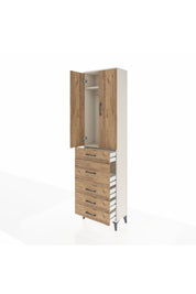 Arges Dolap 2 Raflı 5 Çekmeceli 2 Kapaklı 60x30x221 Aytaşı-Çam