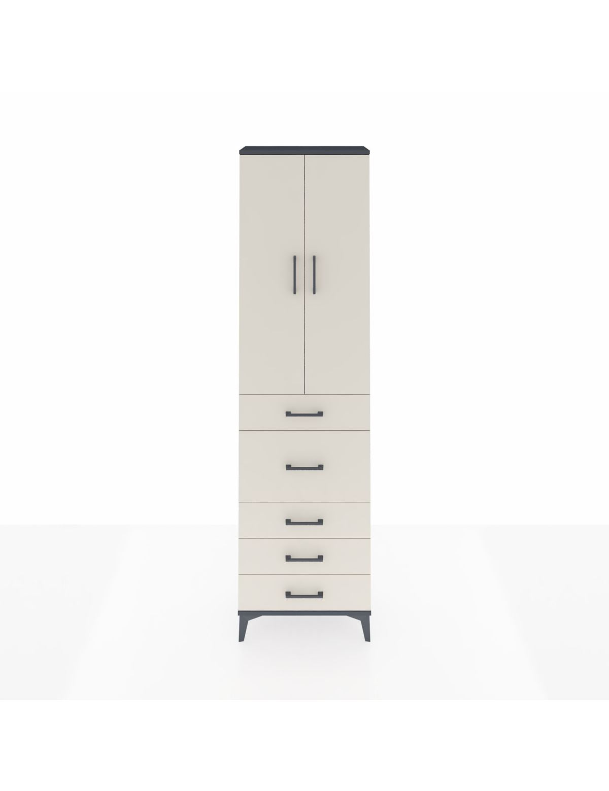 Arges Dolap 2 Raflı 5 Çekmeceli 2 Kapaklı 60x30x221 Antrasit-Aytaşı