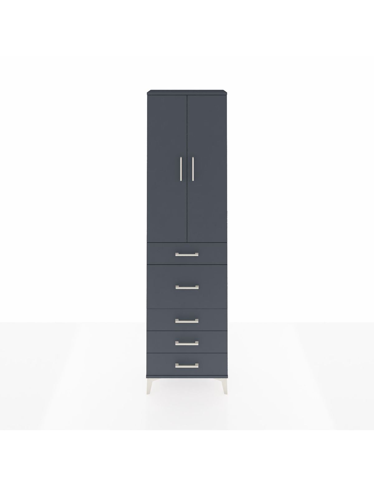 Arges Dolap 2 Raflı 5 Çekmeceli 2 Kapaklı 60x30x221 Antrasit-Antrasit