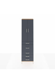 Arges Dolap 2 Raflı 5 Çekmeceli 2 Kapaklı 60x30x221 Çam-Antrasit