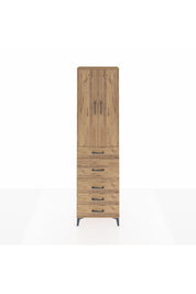 Arges Dolap 2 Raflı 5 Çekmeceli 2 Kapaklı 60x30x221 Çam-Çam