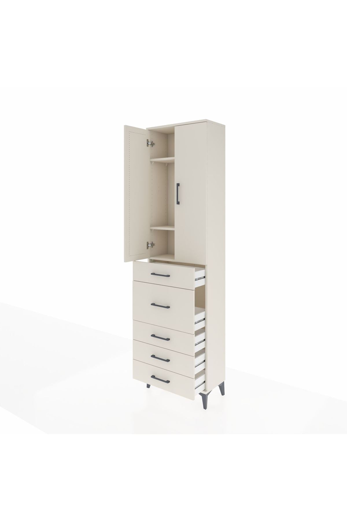 Arges Dolap 3 Raflı 5 Çekmeceli 2 Kapaklı 60x30x221 Aytaşı-Aytaşı