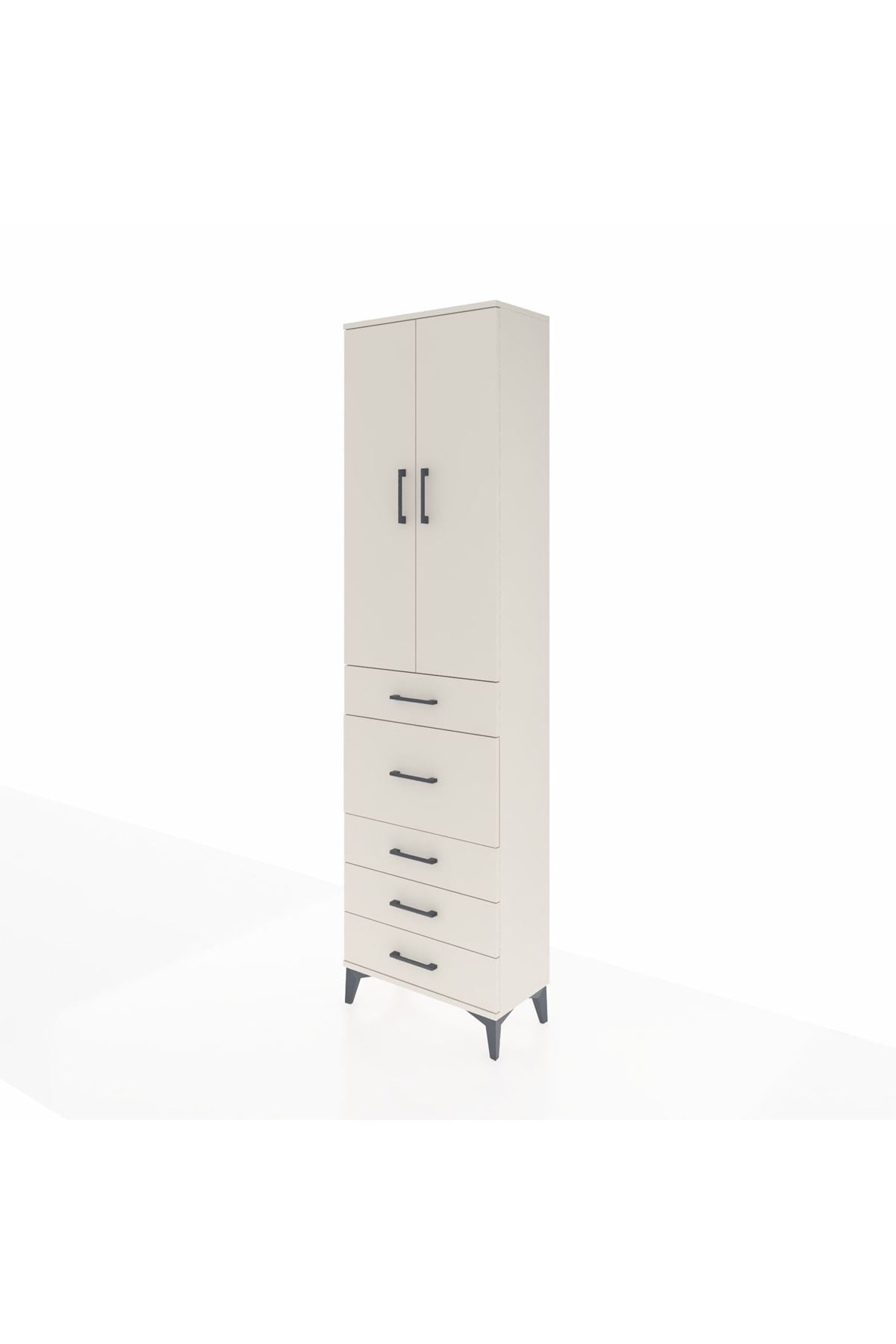 Arges Dolap 3 Raflı 5 Çekmeceli 2 Kapaklı 60x30x221 Aytaşı-Aytaşı