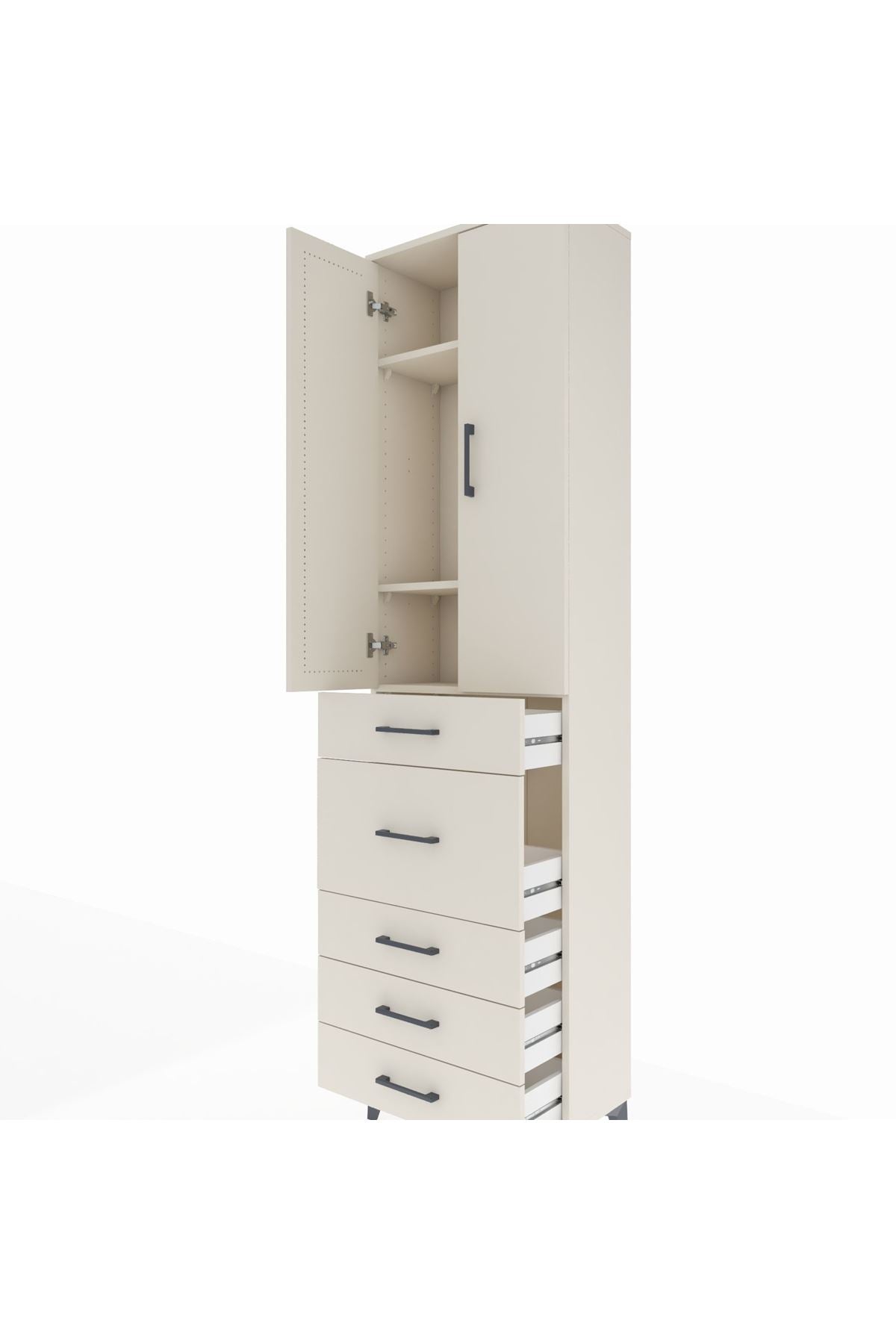 Arges Dolap 3 Raflı 5 Çekmeceli 2 Kapaklı 60x30x221 Aytaşı-Aytaşı