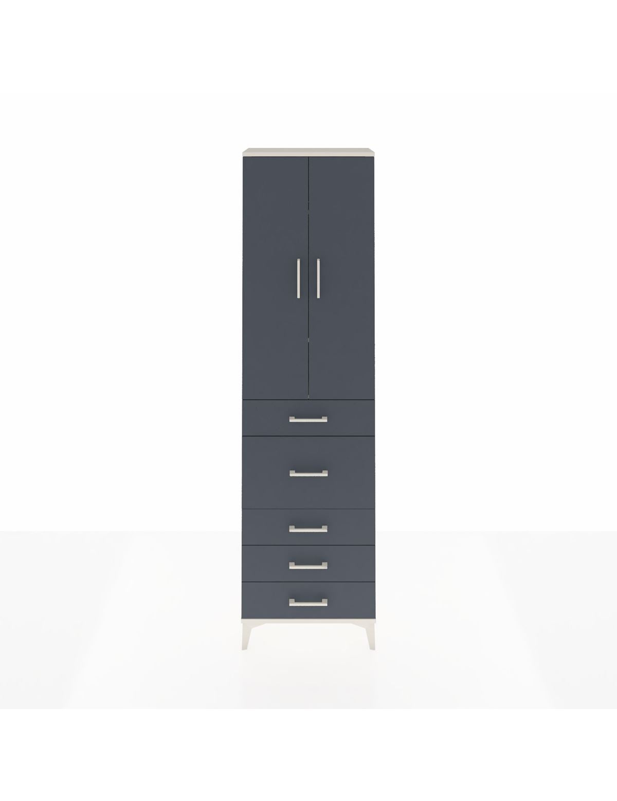 Arges Dolap 3 Raflı 5 Çekmeceli 2 Kapaklı 60x30x221 Aytaşı-Antrasit