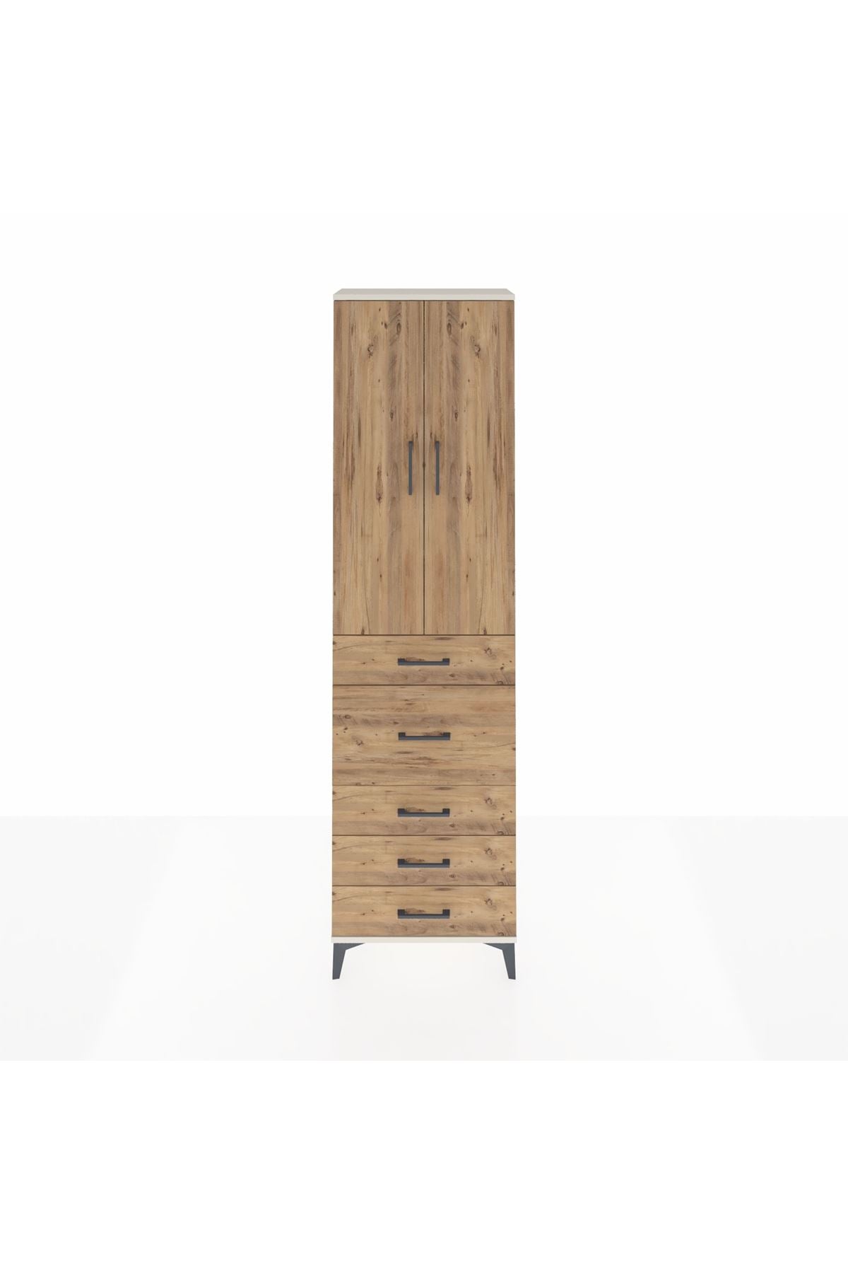 Arges Dolap 3 Raflı 5 Çekmeceli 2 Kapaklı 60x30x221 Aytaşı-Çam