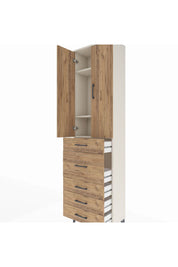 Arges Dolap 3 Raflı 5 Çekmeceli 2 Kapaklı 60x30x221 Aytaşı-Çam