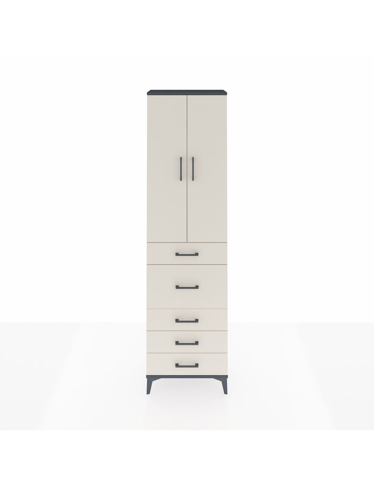 Arges Dolap 3 Raflı 5 Çekmeceli 2 Kapaklı 60x30x221 Antrasit-Aytaşı