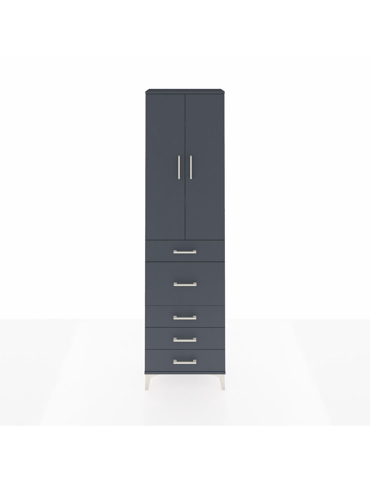 Arges Dolap 3 Raflı 5 Çekmeceli 2 Kapaklı 60x30x221 Antrasit-Antrasit