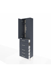 Arges Dolap 3 Raflı 5 Çekmeceli 2 Kapaklı 60x30x221 Antrasit-Antrasit