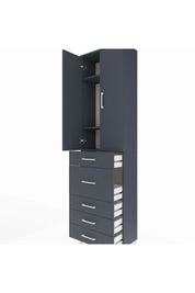 Arges Dolap 3 Raflı 5 Çekmeceli 2 Kapaklı 60x30x221 Antrasit-Antrasit