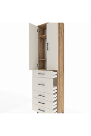 Arges Dolap 3 Raflı 5 Çekmeceli 2 Kapaklı 60x30x221 Çam-Aytaşı