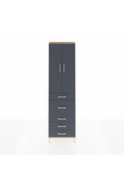 Arges Dolap 3 Raflı 5 Çekmeceli 2 Kapaklı 60x30x221 Çam-Antrasit