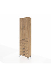 Arges Dolap 3 Raflı 5 Çekmeceli 2 Kapaklı 60x30x221 Çam-Çam