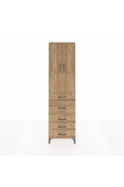 Arges Dolap 3 Raflı 5 Çekmeceli 2 Kapaklı 60x30x221 Çam-Çam