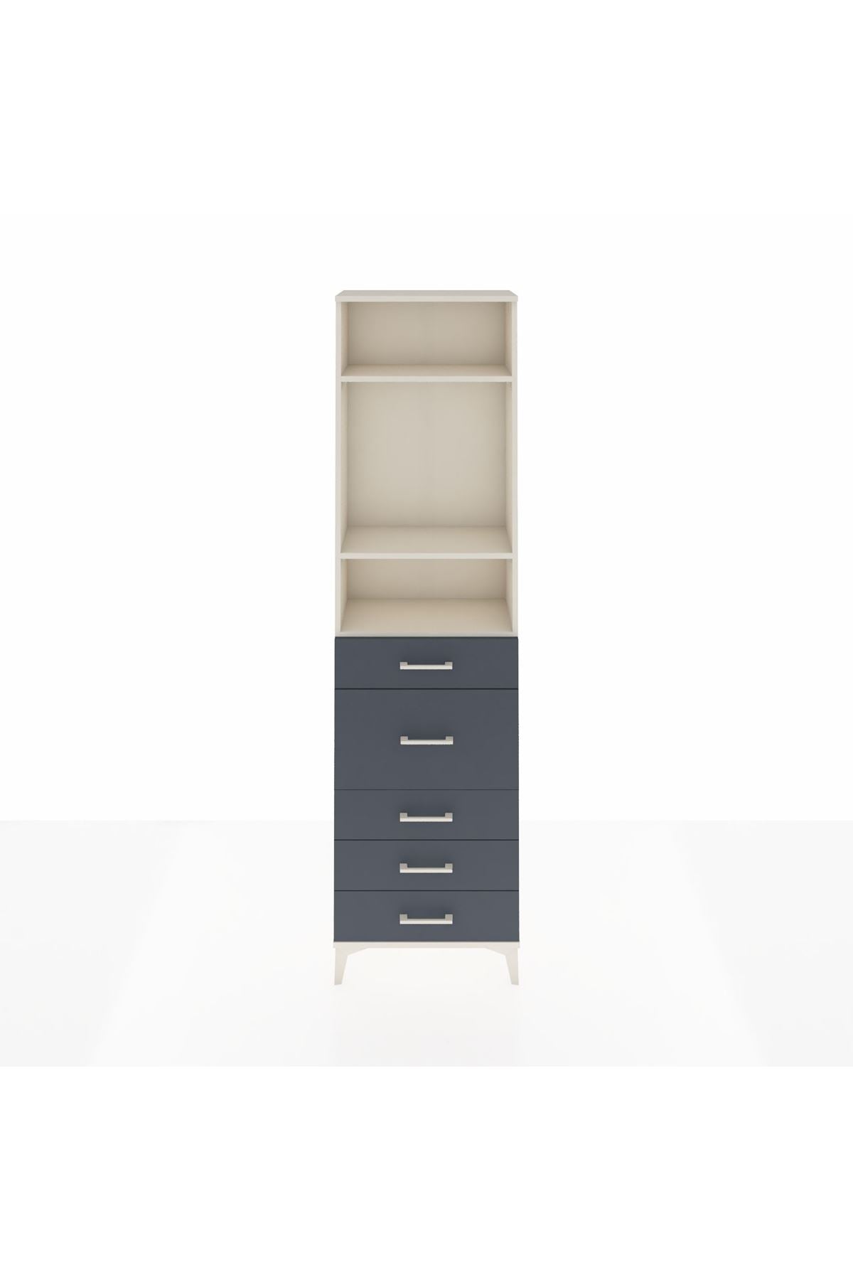 Arges Dolap 3 Raflı 5 Çekmeceli 60x30x221 Aytaşı-Antrasit