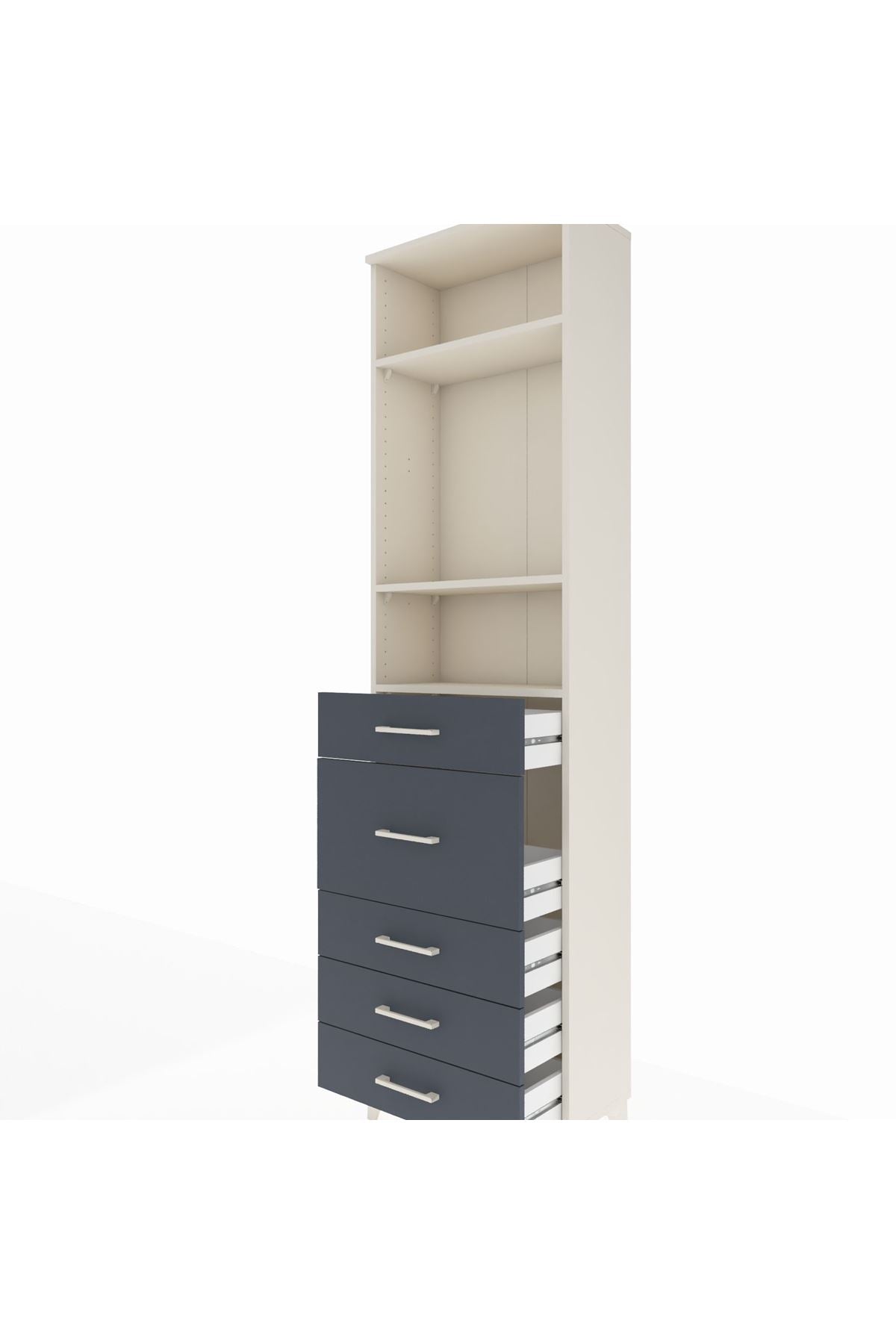 Arges Dolap 3 Raflı 5 Çekmeceli 60x30x221 Aytaşı-Antrasit