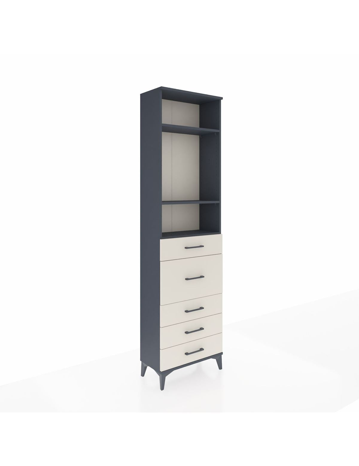 Arges Dolap 3 Raflı 5 Çekmeceli 60x30x221 Antrasit-Aytaşı