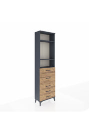 Arges Dolap 3 Raflı 5 Çekmeceli 60x30x221 Antrasit-Çam