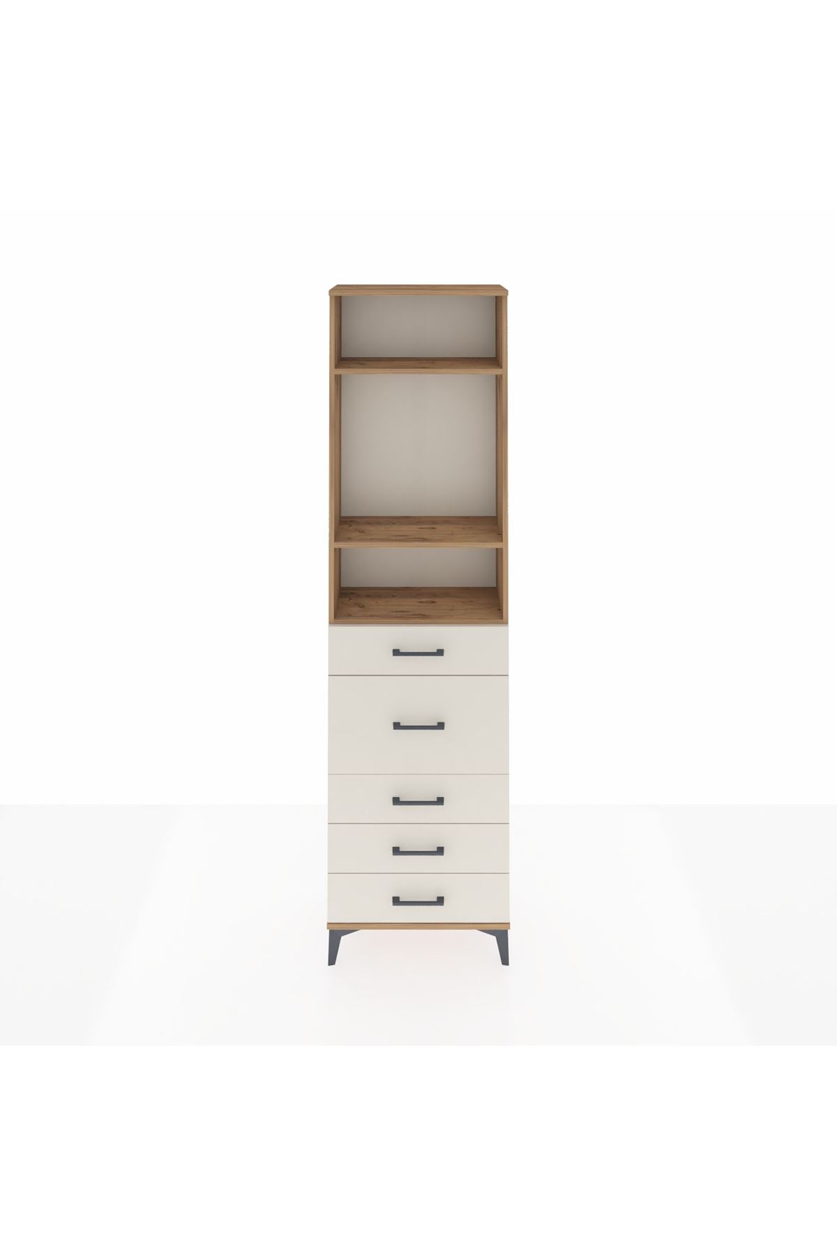 Arges Dolap 3 Raflı 5 Çekmeceli 60x30x221 Çam-Aytaşı