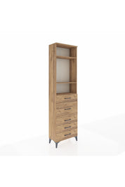 Arges Dolap 3 Raflı 5 Çekmeceli 60x30x221 Çam-Çam