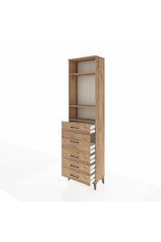 Arges Dolap 3 Raflı 5 Çekmeceli 60x30x221 Çam-Çam