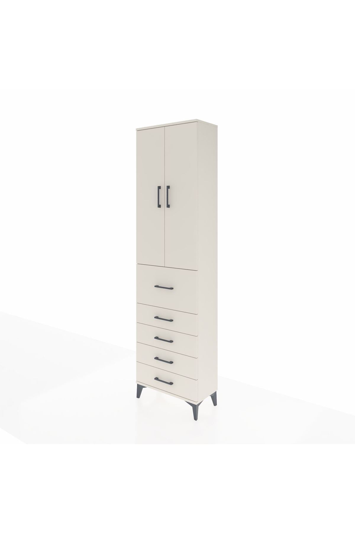 Arges Dolap 2 Raflı 5 Çekmeceli 2 Kapaklı 60x30x221 Aytaşı-Aytaşı