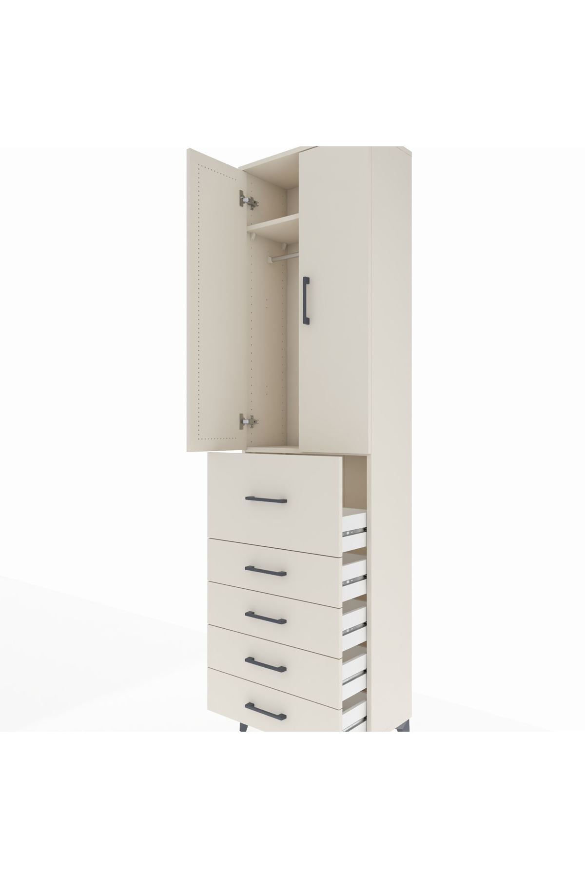 Arges Dolap 2 Raflı 5 Çekmeceli 2 Kapaklı 60x30x221 Aytaşı-Aytaşı