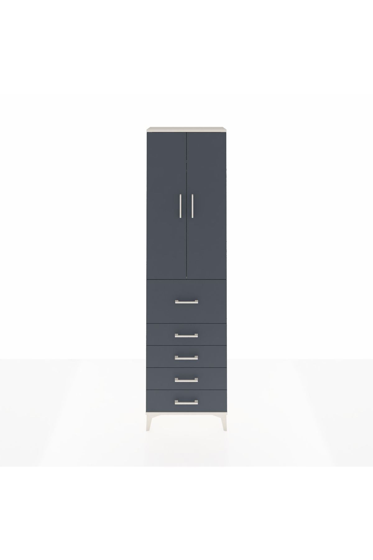 Arges Dolap 2 Raflı 5 Çekmeceli 2 Kapaklı 60x30x221 Aytaşı-Antrasit