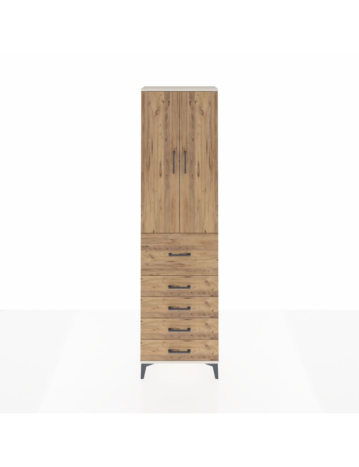 Arges Dolap 2 Raflı 5 Çekmeceli 2 Kapaklı 60x30x221 Aytaşı-Çam