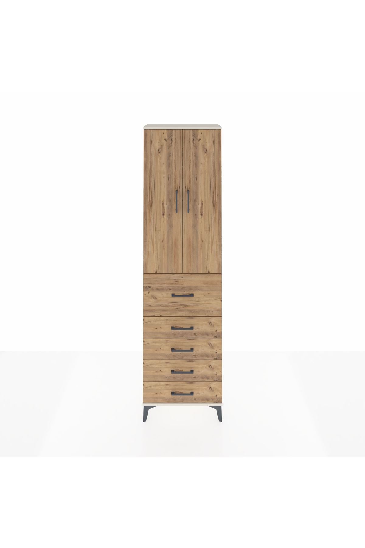 Arges Dolap 2 Raflı 5 Çekmeceli 2 Kapaklı 60x30x221 Aytaşı-Çam