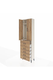 Arges Dolap 2 Raflı 5 Çekmeceli 2 Kapaklı 60x30x221 Aytaşı-Çam