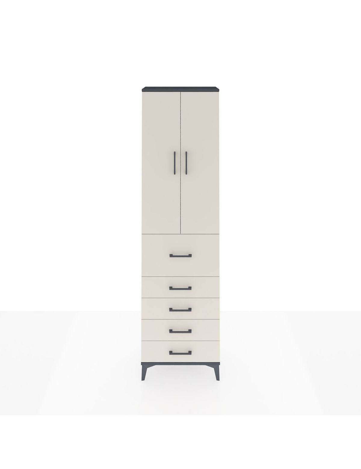 Arges Dolap 2 Raflı 5 Çekmeceli 2 Kapaklı 60x30x221 Antrasit-Aytaşı