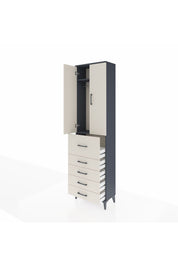 Arges Dolap 2 Raflı 5 Çekmeceli 2 Kapaklı 60x30x221 Antrasit-Aytaşı