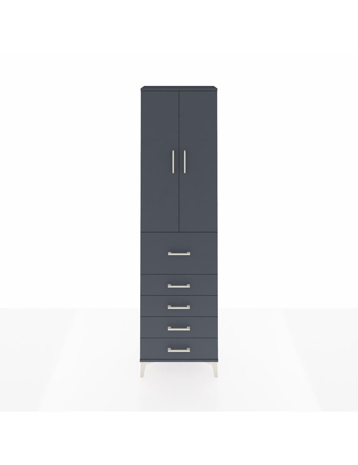 Arges Dolap 2 Raflı 5 Çekmeceli 2 Kapaklı 60x30x221 Antrasit-Antrasit