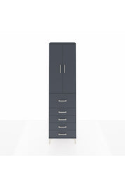Arges Dolap 2 Raflı 5 Çekmeceli 2 Kapaklı 60x30x221 Antrasit-Antrasit