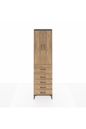 Arges Dolap 2 Raflı 5 Çekmeceli 2 Kapaklı 60x30x221 Antrasit-Çam