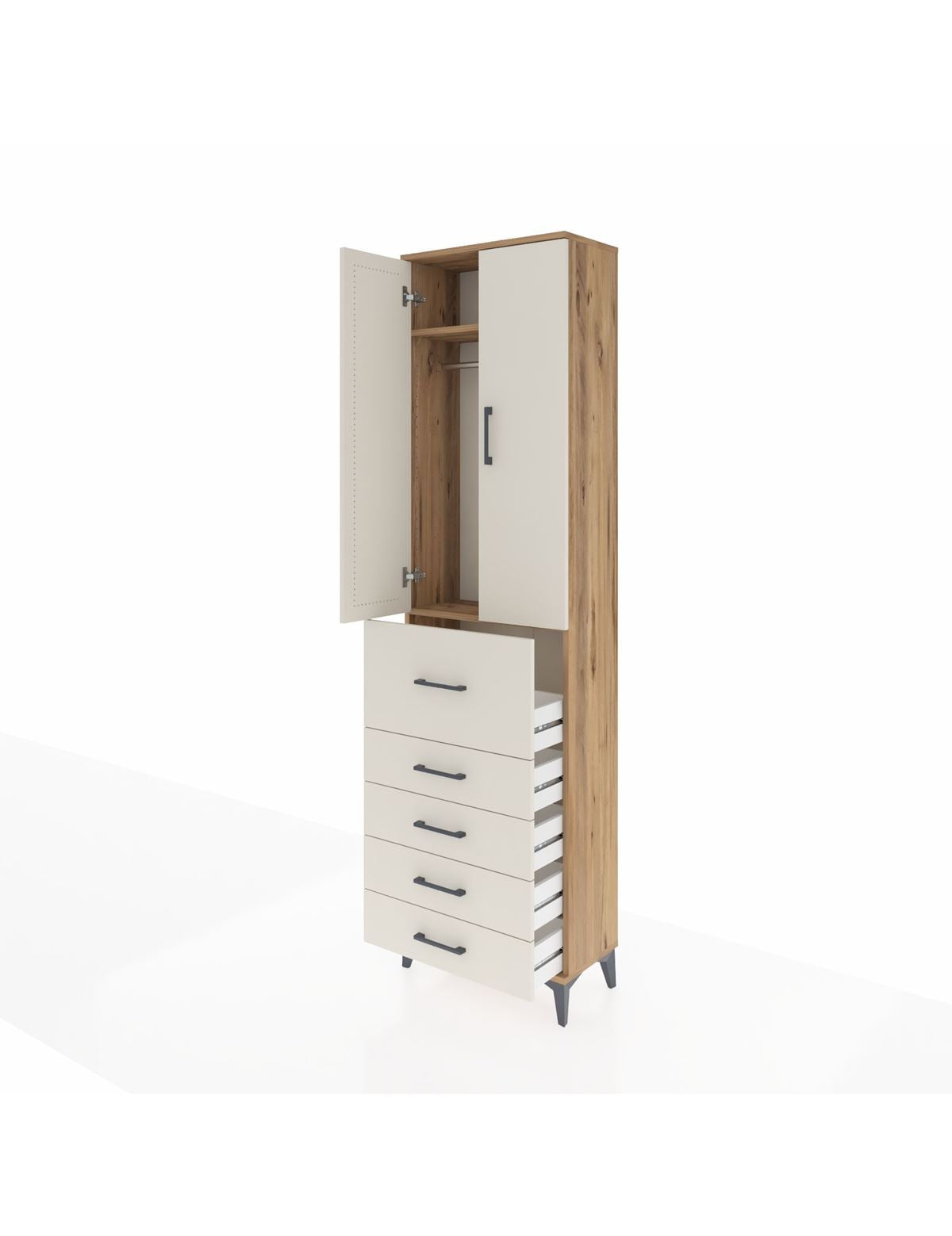 Arges Dolap 2 Raflı 5 Çekmeceli 2 Kapaklı 60x30x221 - S29M124V7A