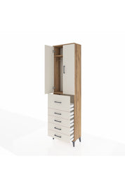 Arges Dolap 2 Raflı 5 Çekmeceli 2 Kapaklı 60x30x221 Çam-Aytaşı