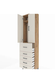 Arges Dolap 2 Raflı 5 Çekmeceli 2 Kapaklı 60x30x221 Çam-Aytaşı
