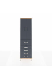 Arges Dolap 2 Raflı 5 Çekmeceli 2 Kapaklı 60x30x221 Çam-Antrasit