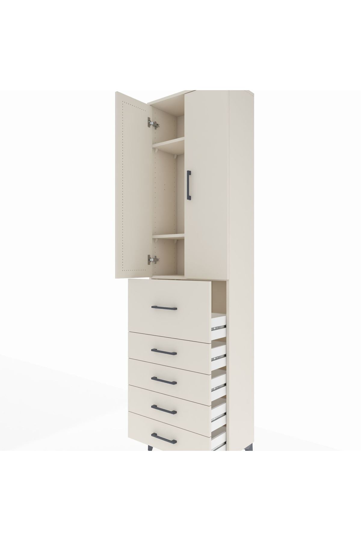 Arges Dolap 3 Raflı 5 Çekmeceli 2 Kapaklı 60x30x221 Aytaşı-Aytaşı