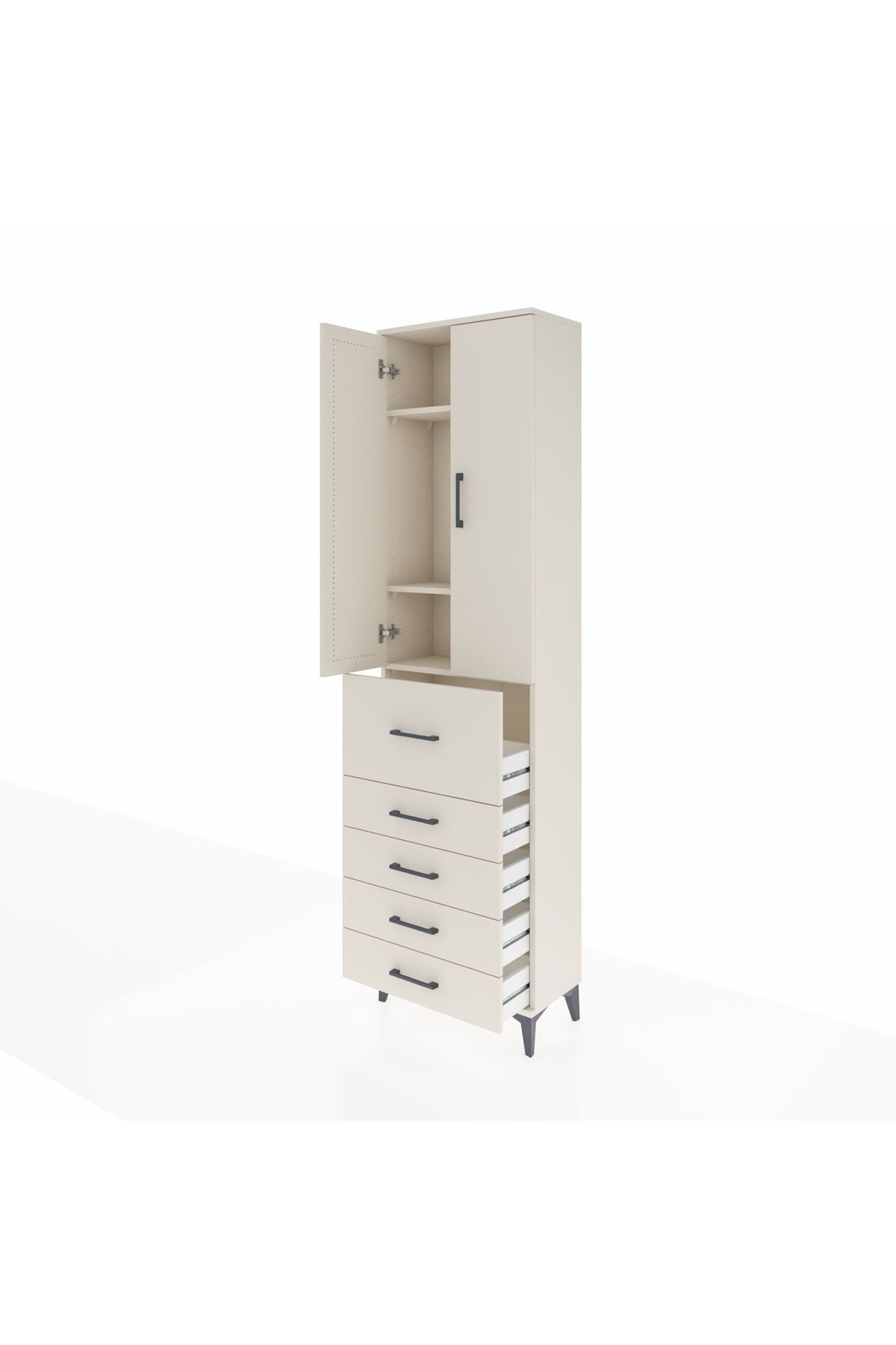 Arges Dolap 3 Raflı 5 Çekmeceli 2 Kapaklı 60x30x221 Aytaşı-Aytaşı