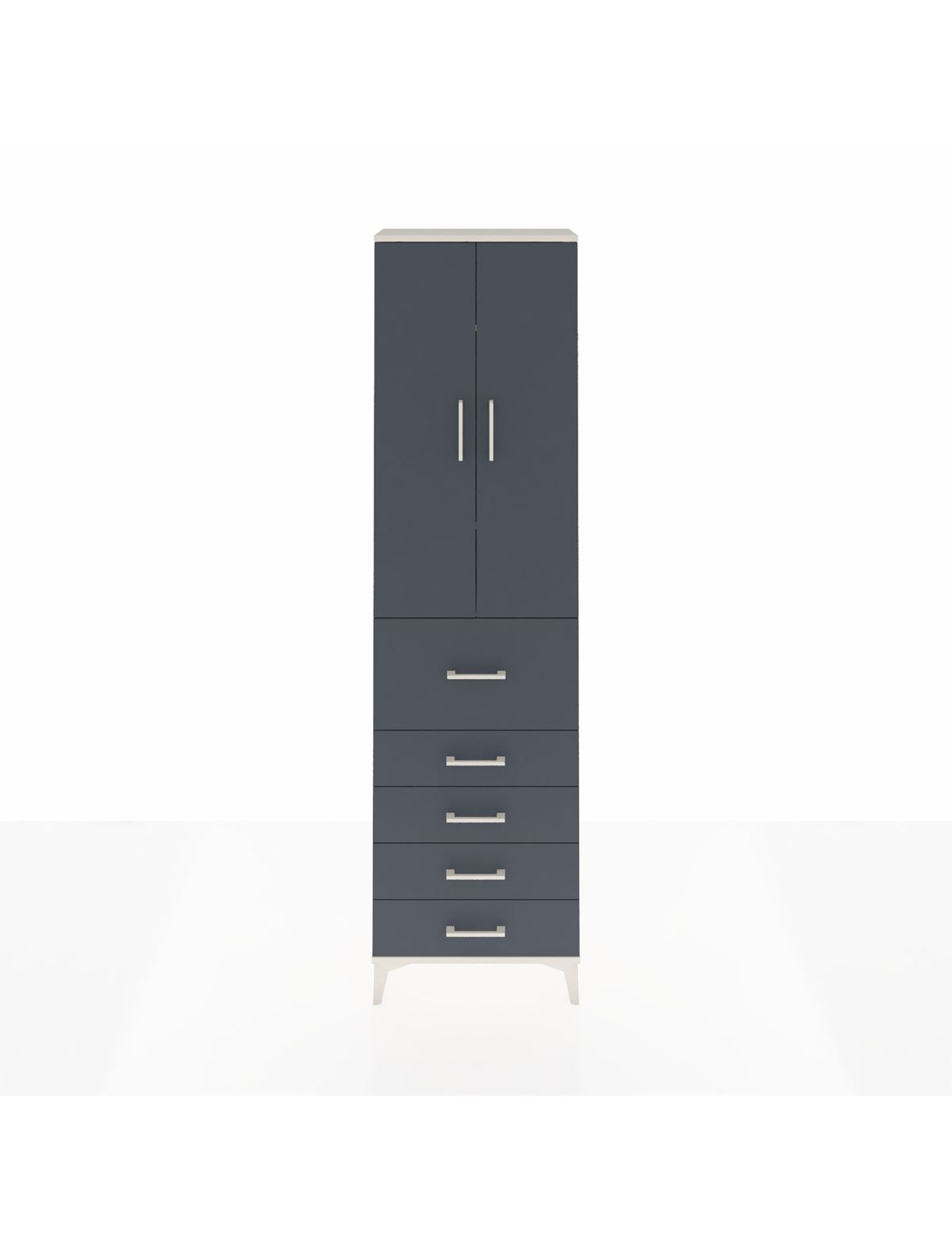 Arges Dolap 3 Raflı 5 Çekmeceli 2 Kapaklı 60x30x221 Aytaşı-Antrasit