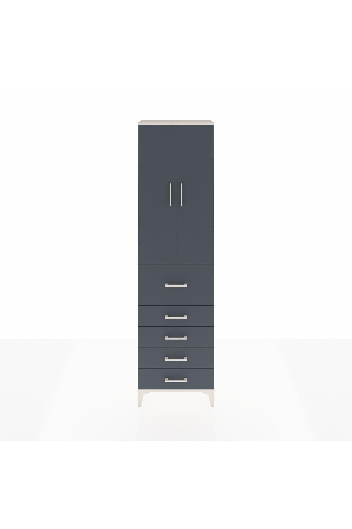 Arges Dolap 3 Raflı 5 Çekmeceli 2 Kapaklı 60x30x221 Aytaşı-Antrasit