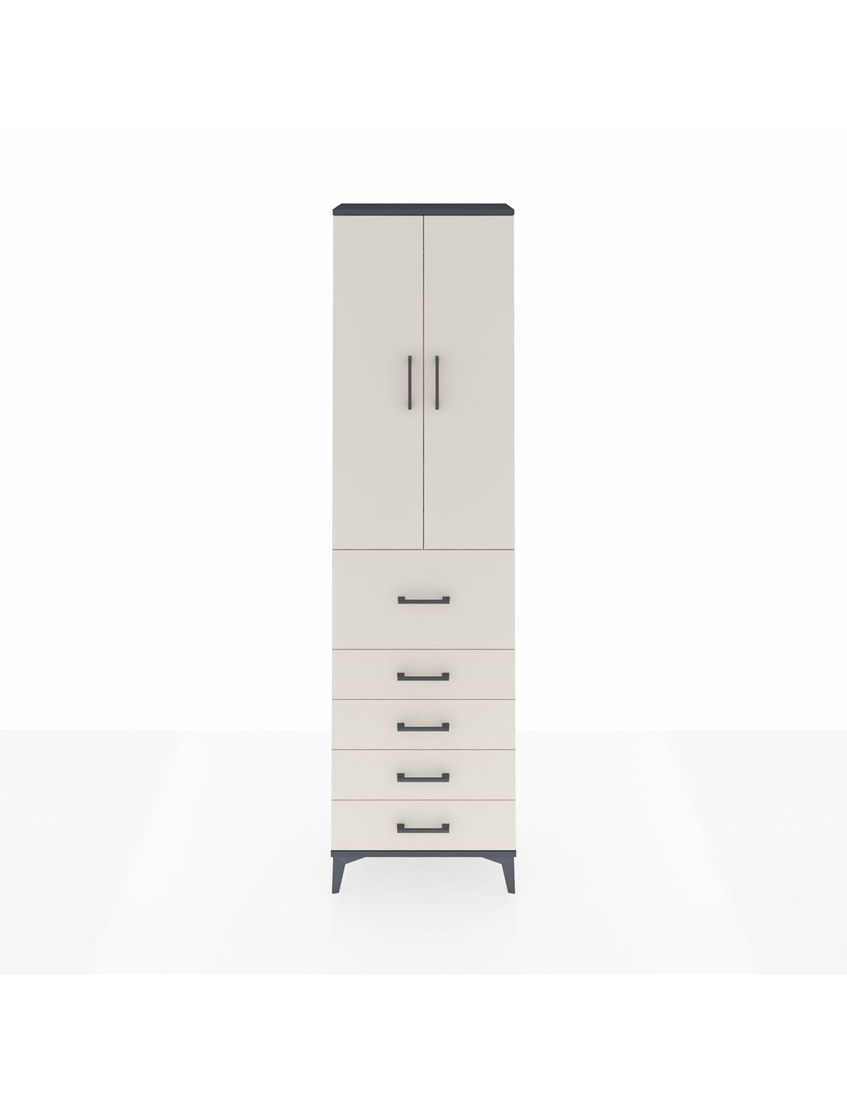 Arges Dolap 3 Raflı 5 Çekmeceli 2 Kapaklı 60x30x221 Antrasit-Aytaşı