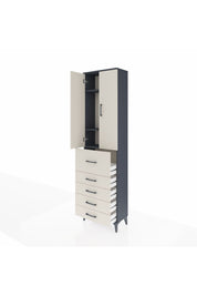 Arges Dolap 3 Raflı 5 Çekmeceli 2 Kapaklı 60x30x221 Antrasit-Aytaşı